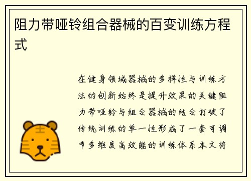 阻力带哑铃组合器械的百变训练方程式